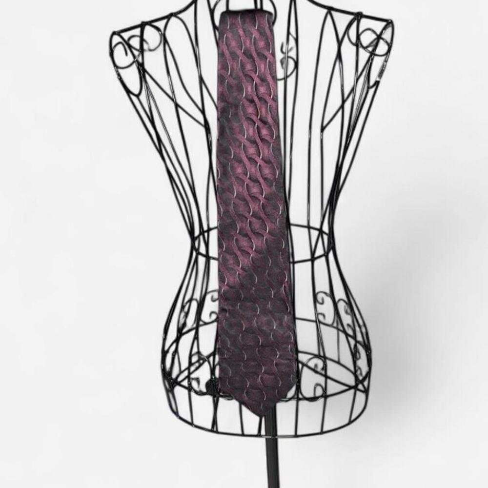 Bill Blass Vintage Men's Silk Neck Tie Burgundy Purple Abstract Wave Swirl